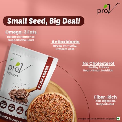 Image of ProV Premium Flax Seeds 250g, Raw Whole Unroasted Seeds, Alsi Beej, High in Protein & Fiber, No Cholesterol, No Added Sugar, Healthy Fats, Edible, Ziplock Pouch, Daily Use Superfood, Diet