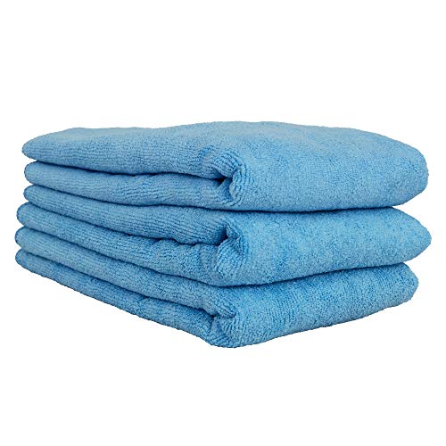 Chemical Guys Mic36303 Workhorse Xl Blue Professional Grade Microfiber Towel, Windows (Safe For Car Wash, Home Cleaning & Pet Drying Cloths) 24" X 16", Pack Of 3 #TOP1