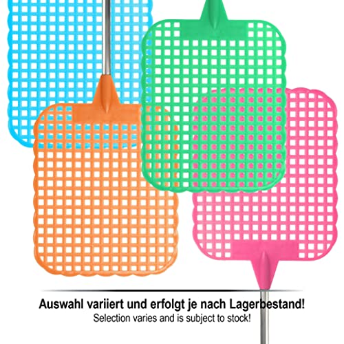 com-four® 4X Teleskop-Fliegenklatsche - Mückenschutz, ausziehbarer Stiel - Schädlingsbekämpfung Fliegenfänger - Insektenvernichtung ca. 27-72 cm [ Auswahl variiert] (04 Stück - farblich Sortiert V2)