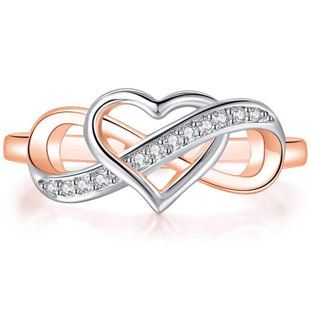 Jude JewelersSilver Rose Gold Heart Shape Infinity Style Promise Anniversary Ring