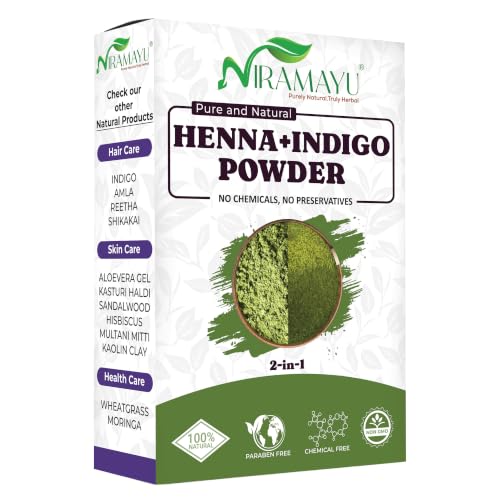 Image of Henna and Indigo Powder Combo for Black Hair 200g | Natural Herbal Hair Colour Powder | Chemical Free Ammonia Free Grey Hair Coverage Plant-Based Hair Dye - 100g Each (Pack of 2)