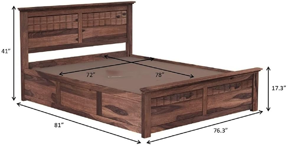 Image of Bed Solid Sheesham Wood for Your Bedroom Delivery Condition-DIY(Do-It-Yourself) Solid Wood King Box Bed (Finish Color - Natural Finish, Delivery Condition - DIY(Do-It-Yourself))