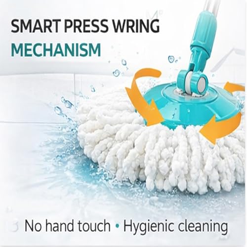 Image of Premium 360 Spin Mop Stick Rod with Stainless Steel Handle | Adjustable & Extendable Mop Handle | Heavy Duty Rust-Proof Floor Cleaning Rod Compatible with Spin Mop Refill - 4 Refill