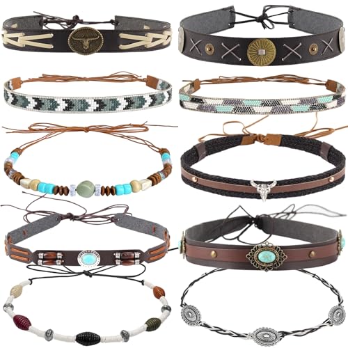 10 Pcs Cowboy Hat Bands for Men Women Cowgirl Hat Accessories