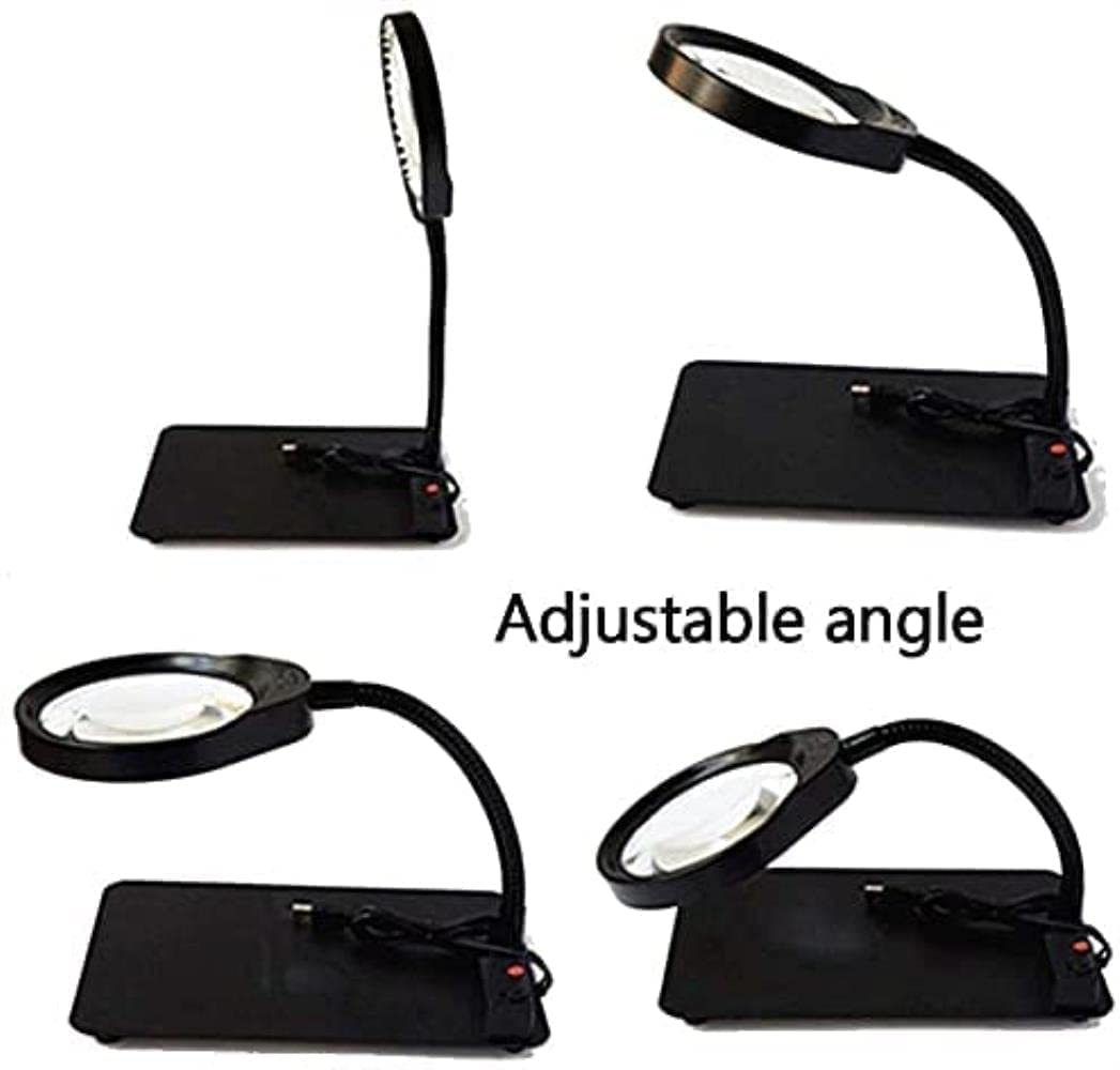 MRKU Lupa de Escritorio LED, lámpara de Aumento, Brillo Ajustable, Manguera Curva Flexible, Lupa de iluminación de Lectura para Mantenimiento