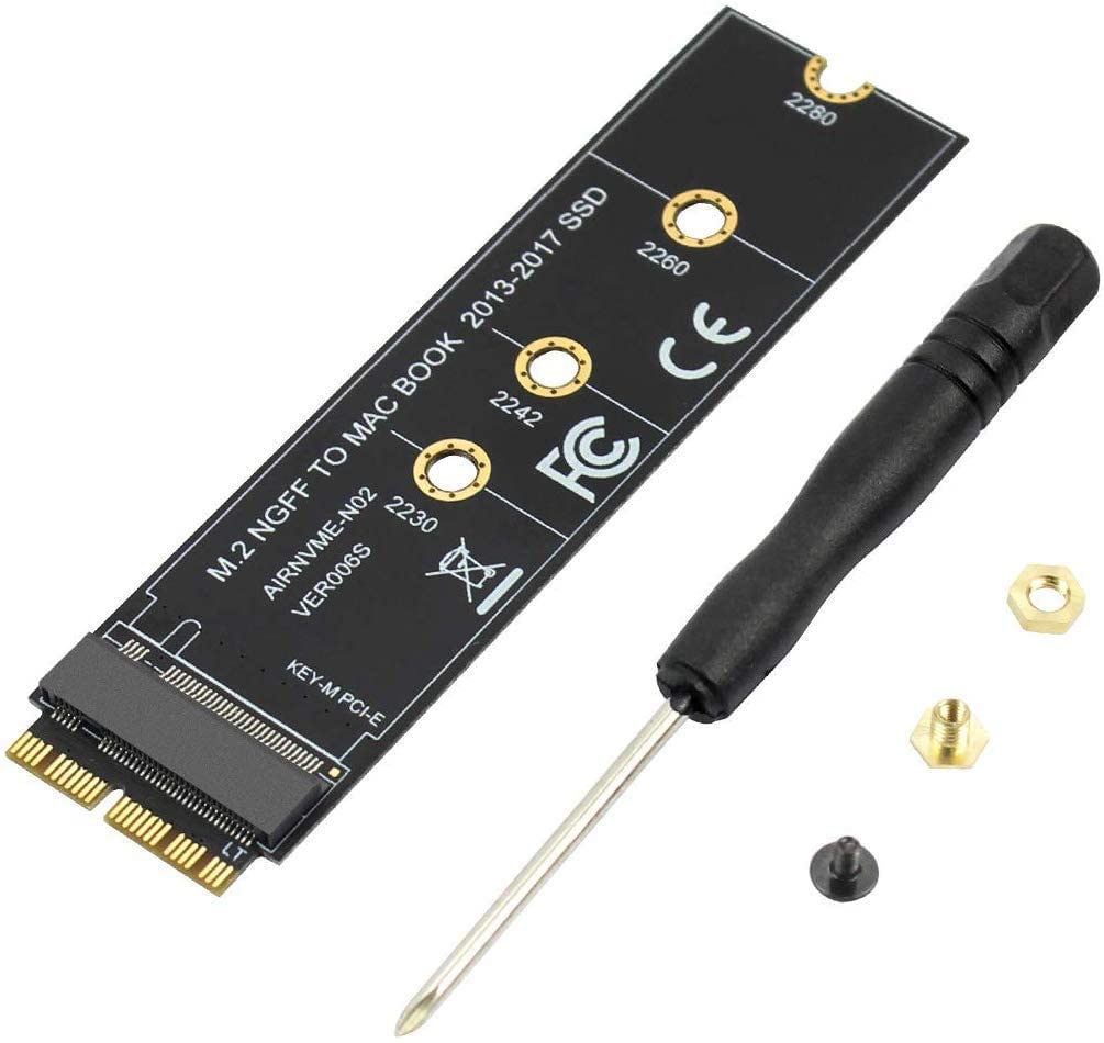 Sensico M.2 NVME SSD Convert Adapter Card for MacBook Air Pro Retina (Year 2013-2017), NVME/AHCI SSD Upgraded Kit for A1465 A1466 A1398 A1502 (Black Long Adapter)