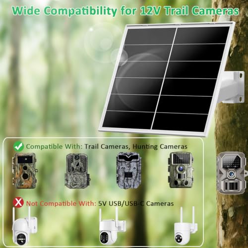Image of FUTUREZEN 20W 12V Solar Panel for Trail Cameras, DC 5.5x2.1mm Port, 2 Pack