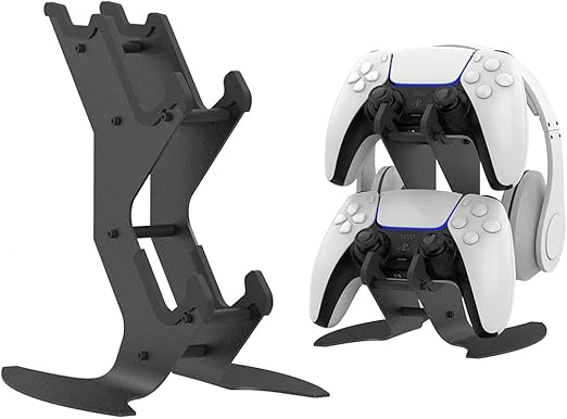 XBOX SERIES X / XBOX ONE / PS5 / PS4 / SWITCH / STEAM PC ゲームコントローラー収納ラック 収納スタンド 組み立てが簡単 ヘッドセットスタンド ヘッドホン整理棚 ブラック