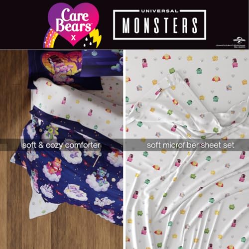 Image of Care Bears x Universal Monsters Halloween Bedding 5 Piece Super Soft Cozy Reversible Comforter and Sheet Set with Sham, Twin, (Officially Licensed Product) By Franco