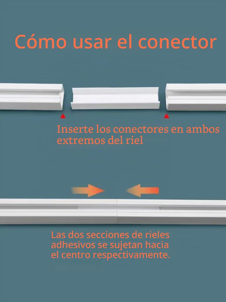 Riel Cortina Techo Autoadhesivo 8x40cm(320cm),Rieles Para Cortinas Instalados en el Techo y las Paredes, Rieles de Cortina Fáciles de Instalar.
