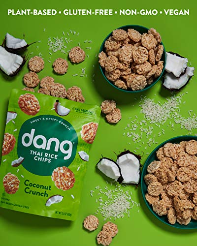 Dang Sticky Rice Chips, Coconut Crunch, 4-Pack, 3.5 oz Bags, Gluten Free Rice Crisps - image 3
