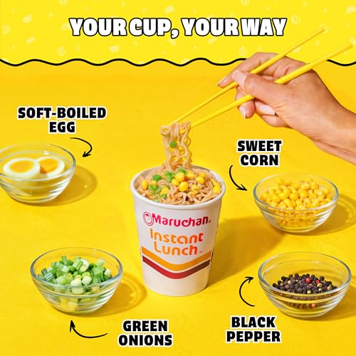 Image of Maruchan Instant Lunch Ramen Noodles, Chicken Flavor - Japanese-Style Instant Noodle Soup, Easy Meal Ready in 3 Minutes - 2.25 Oz. (12 Pack)