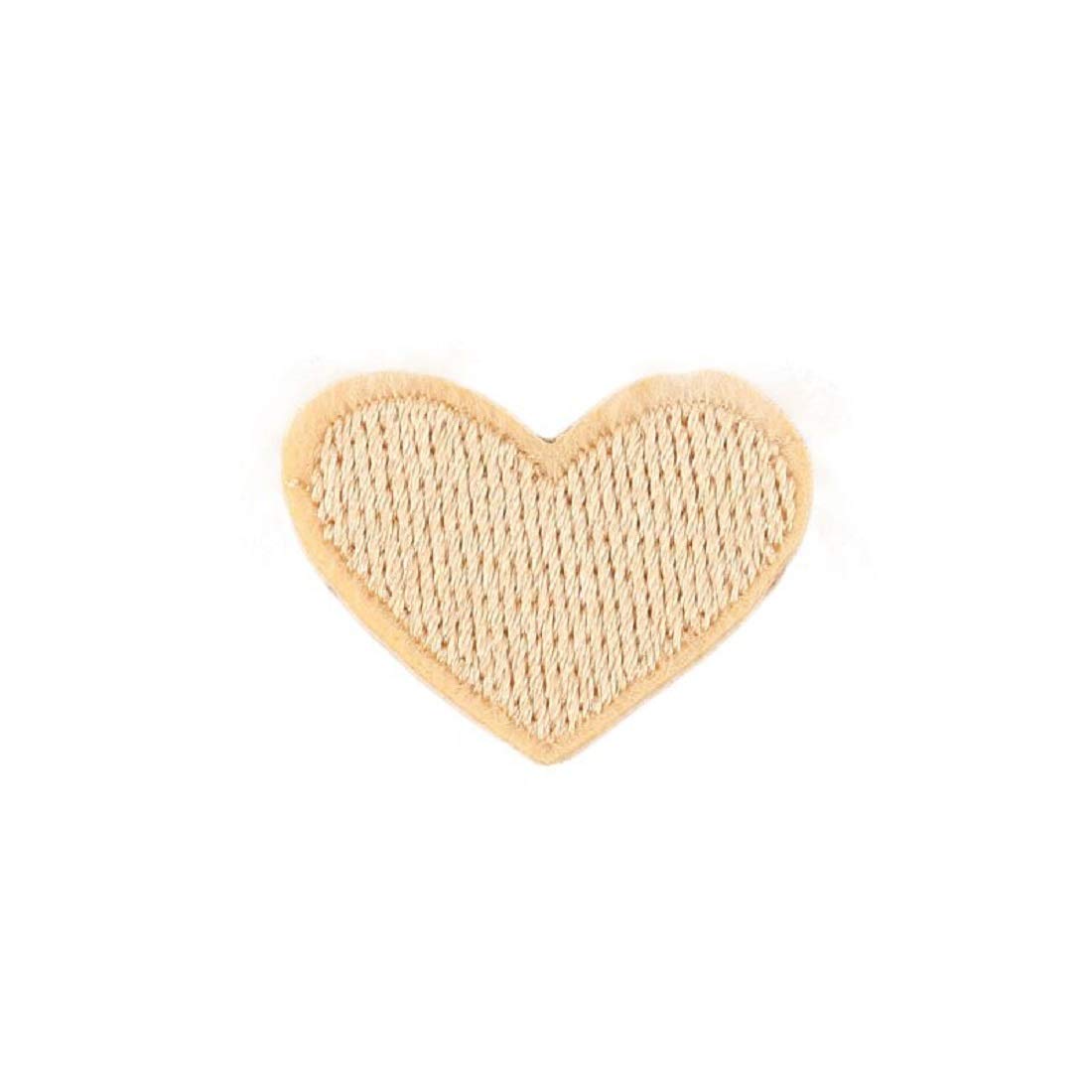Yalulu 20pcs Mini Heart Embroidered Iron On Patches, Embroidery Applique Patches Badges Stickers for Clothing Decoration or Repair DIY Arts Craft s (Beige)