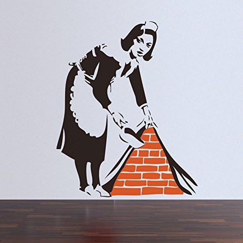 LUCKKYY Maid Sweeping Wall Decals Vinyl Wall Stickers for Nursery Baby Girls Kid's Room