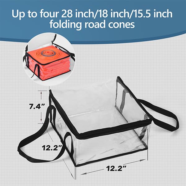 Miniatura 4 de Paquete de 10 bolsas organizadas transparentes de 11.8 x 11.8 x 7.48 pulgadas para conos de tráfico plegables de 28 pulgadas conos no incluidos