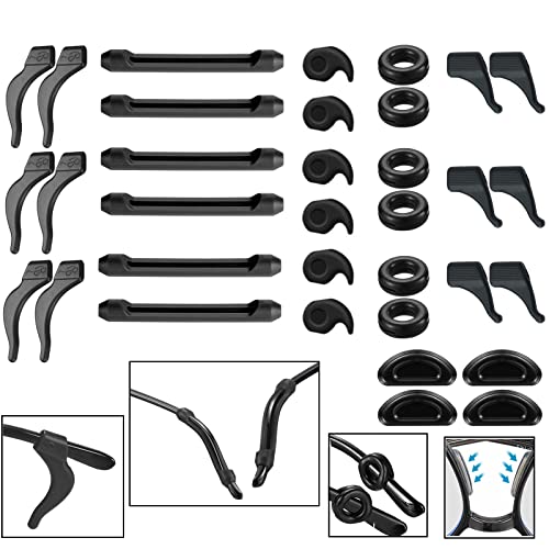 AZFVBQL 34PCS Eyeglasses Retainers Silicone Glasses Temple Holders Anti-slip Protectors Comfort Eyewear Spectacle Stay Put Glasses Stoppers Ear Grip Hooks… (Eyeglasses Retainers-34PCS-Black)