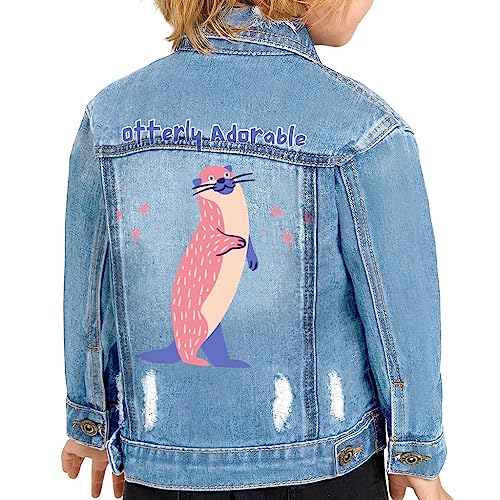 Otterly Adorable Toddler Denim Jacket - Funny Jean Jacket - Animal Art Denim Jacket for Kids