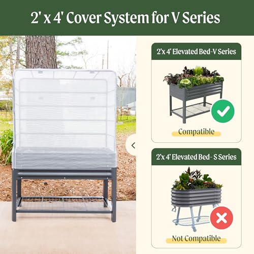 Image of Vego garden Mesh Cover System for 2' x 4' Elevated Raised Garden Bed-V Series, 4 in 1 Trellis and Cover for Plants, Garden Bed Not Included