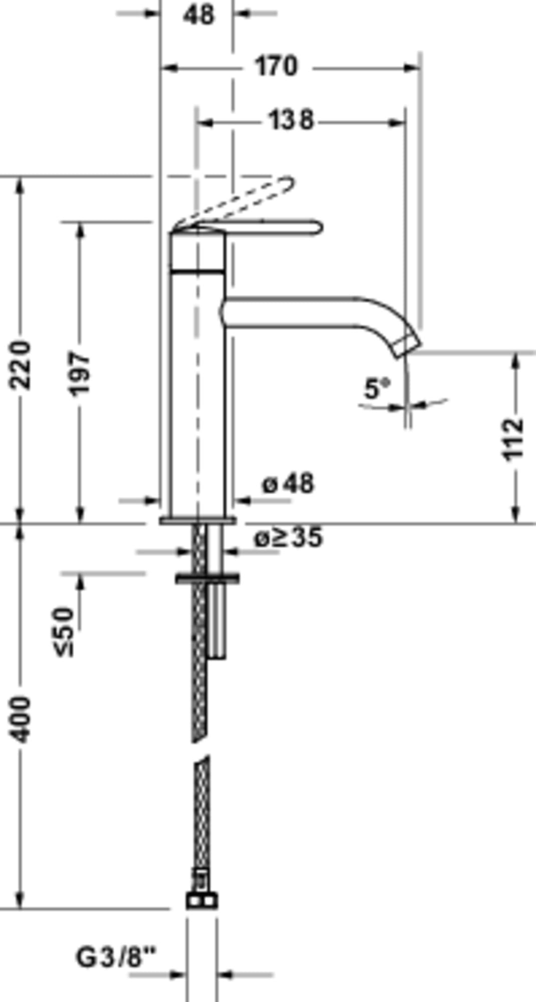Duravit Balcoon bateria umywalkowa, rozmiar M (wysokość wylewki 138 mm), energooszczędna bateria umywalkowa (FreshStart), oszczędzający wodę kran łazienkowy (MinusFlow), armatura łazienkowa, stal