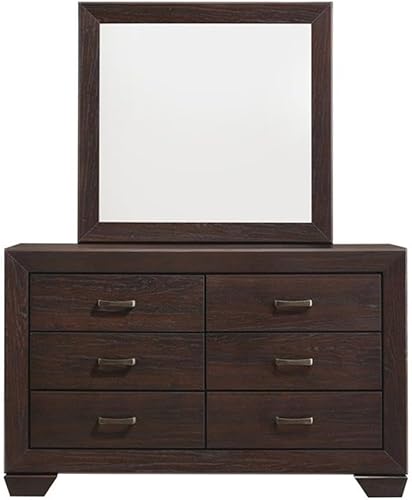 Miniatura 10 de MAKLAINE Juego de dormitorio completo de madera de 4 piezas en marrón y cacao oscuro