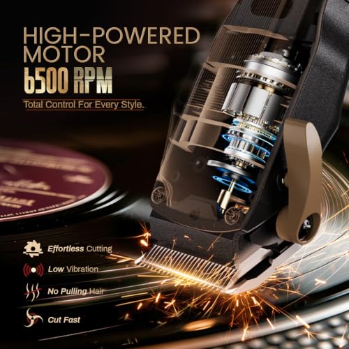 Image of SUPRENT Ripple Professional Hair Clippers for Men, Cordless Barber Kit with 7500RPM High-Speed Motor, Adjustable Zero-Gapped Blades, 10 Guard Combs & Storage Bag, Heavy-Duty Black Gold Design
