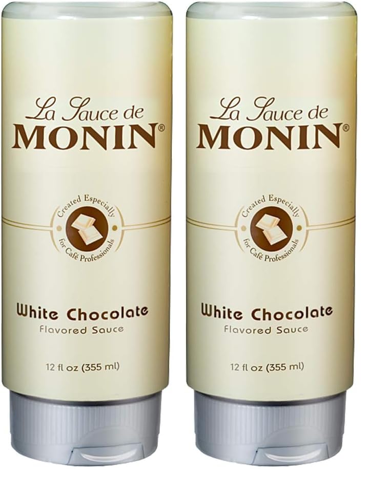 Monin - Gourmet White Chocolate Sauce, Creamy and Buttery, Great for Desserts, Coffee, and Snacks, Gluten-Free, Non-GMO (12 Ounce) (Pack of 2)