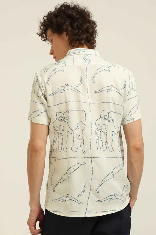 Image of BE ACTIVE Men's Printed Motif Half Sleeve Shirt || Printed Perfection || Breathable Comfort || Casual Sophistication