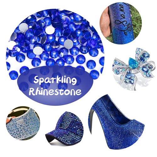 Image of 2000PCS Royal Blue Rhinestones Bulk, Flat Back Crystal Glass Stone Round Gems,SS30, 6.4-6.6mm