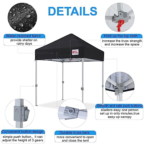 Image of MASTERCANOPY 5x5 Heavy Duty Pop Up Canopy Tent with Roller Bag(Black)