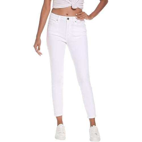 Resfeber Women's Ripped Boyfriend Jeans Stretch Distressed Jeans Capri Mom Jean with Hole