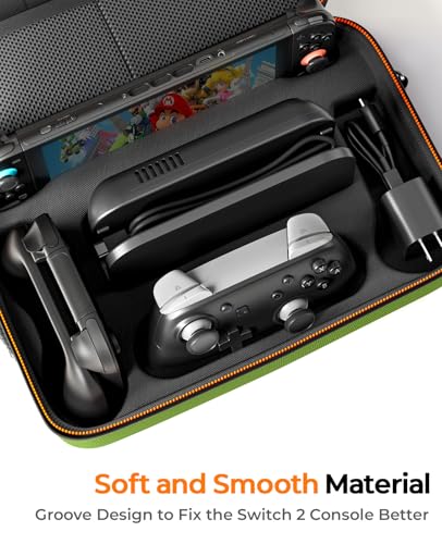Image of COOWPS Switch 2 Case for Nintendo Switch 2, with 4Pcs Thumb Grips, 20 Game Card Slots, Portable Full Protection All In One Travel Storage Case for Switch 2 Console Pro Controller Accessories