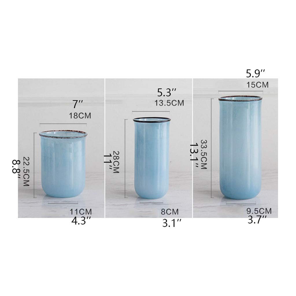 Jarron Jarrón de la Moda nórdica Jarrón de Vidrio Florero Manual Azul Claro Retro jarrones de hidroponía for la decoración del hogar Mesa de Botella de Flores y Boda Decoración de sobremesa