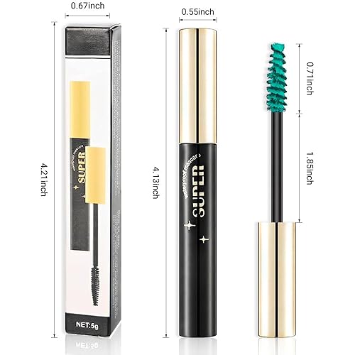 Miniatura 6 de Juego de 2 piezas de rímel de colores, efecto de pestañas postizas verdes para mujer, máscara de ojos sensibles, sin descamación, sin aglomeración,