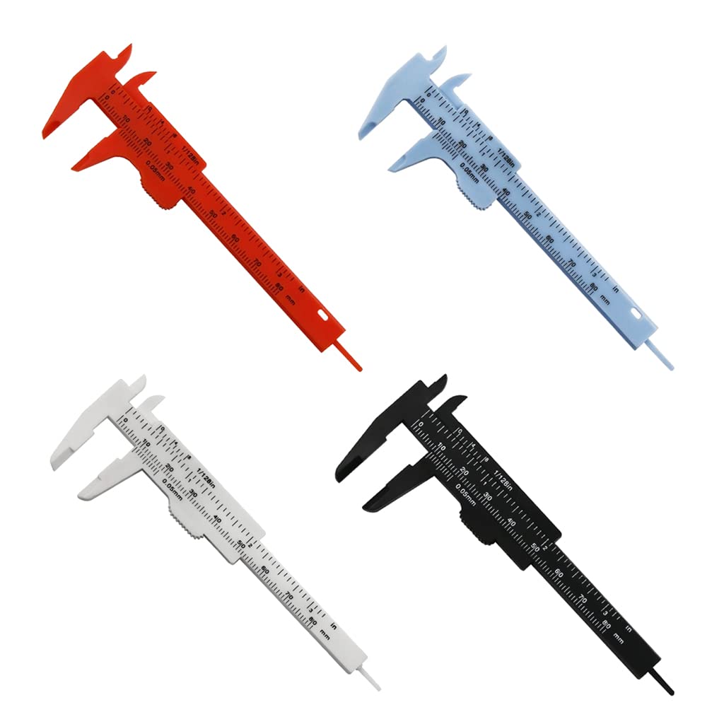 Bydezcon Colorful Eyebrow Measuring Ruler Brow Mapping Ruler Tool Vernier Caliper Double Scale Plastic Ruler 4 Pieces Caliper Ruler for Brows Caliper Ruler Measuring Tool, Black 0-80mm