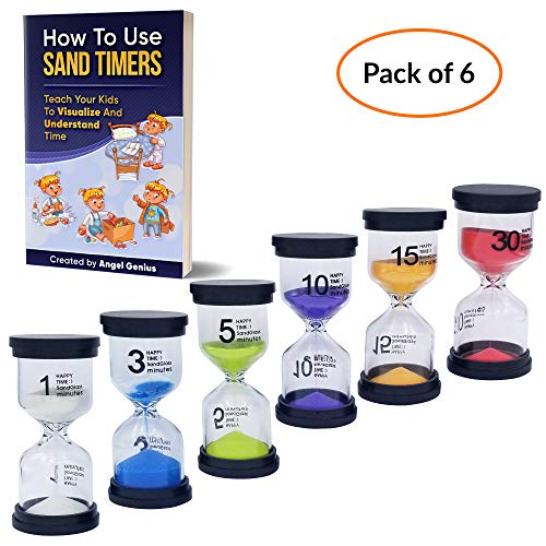 Angel Genius Sand Timers for Kids, Hourglass for Classroom, 1 3 5 10