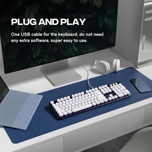 Image of Dilter Wired Keyboard, 104 Keys Full-Sized Typewriter Keyboards, USB Plug and Play Office Keyboard with Number Pad, Caps Indicators, Foldable Stands for Windows, PC, Laptop, Desktop (Black)