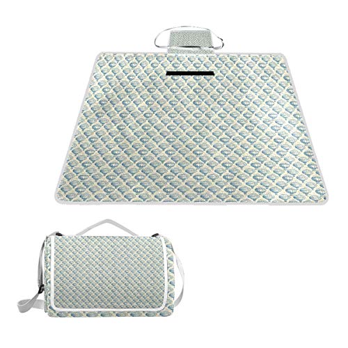 XINGAKA Picnic Blanket,Sketch Art Style Pattern With Hot Air Balloons Clouds Flying Birds，Large Beach Blanket Outdoor Camping,Waterproof Backing,Foldable