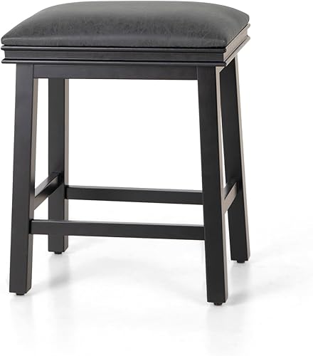 Miniatura 63 de ALPHA HOME Juego de 2 taburetes de bar, taburetes de cocina de madera maciza con cojín de piel sintética gris, taburetes de bar con base de madera