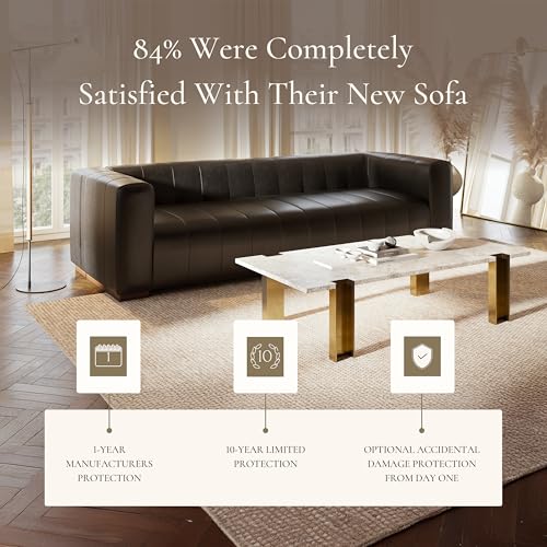 Image of POLY & BARK Canale 99 inch Sofa in Onyx Black - Modern Living Room Couch with Deep Seating, Plush Cushions, Premium Upholstery, Contemporary Design, and Solid Wood Frame