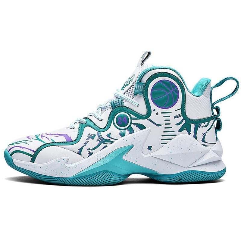 Męskie buty do koszykówki to modne, antypoślizgowe, odporne na zużycie i amortyzujące sportowe co dzień Buty spacerowe(Cyan,39 EU)