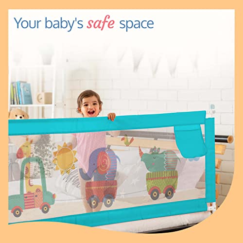 Image of LuvLap Comfy Baby Bed Rail Guard (180cmx72cm), Bed Rails for Baby & Toddler Safety, Portable, Adjustable Height, Single Side Bed Rail, Pack of 3, Printed Green