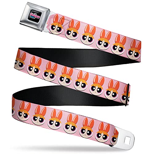 Warner Bros. Animation Belt, Seatbelt Buckle Belt, The Powerpuff Girls Blossom Face Close Up Pink, Youth 20 to 36 Inches