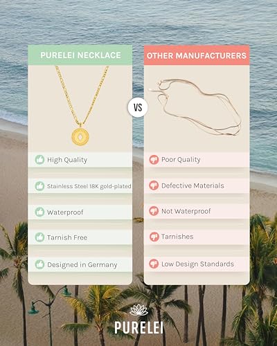 Purelei® Lolani Necklace (gold) – 18K Gold plated stainless steel jewelry – Waterproof chain with pendant – 18 to 20 inch adjustable length – Fashion jewelry for your individual look4