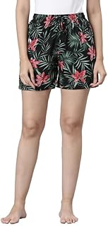 go colors Women's Black Viscose Printed Lounge Shorts-picture-36