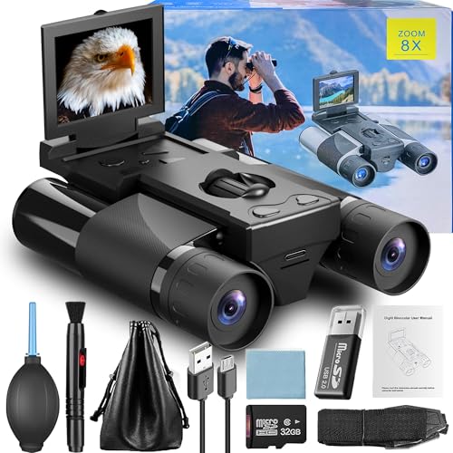 Digital Binoculars with 40MP Camera | 10x Optical Zoom | 8X Digital Zoom | 2.5K Videos | HD Quality | Ideal for Concerts, Bird Watching, and Outdoor Adventures （Black）