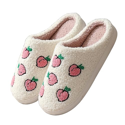 Image of FAYUEKEY House Slippers for Women Fuzzy Mens Fruit Series Strawberry Memory Foam slippers Bedroom Shoes