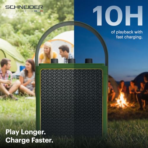Image of Schneider ENERZA HP20 Portable Wireless Bluetooth Speaker | 20W Triple-Driver 360 Sound | Auracast & Bluetooth 5.4 | IPX4 Splash Proof | Fast Charge 0-80% in 1Hr | 10Hr Playtime - Jade