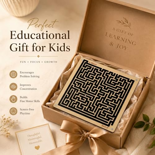 Image of SIGNAMIO Indoor Wooden Puzzle Game Square Maze Ball - Engaging Mind Games for Kids & Adults, Perfect Brain Teaser & Time Pass Activity, Ideal Wooden Board Game for All Ages