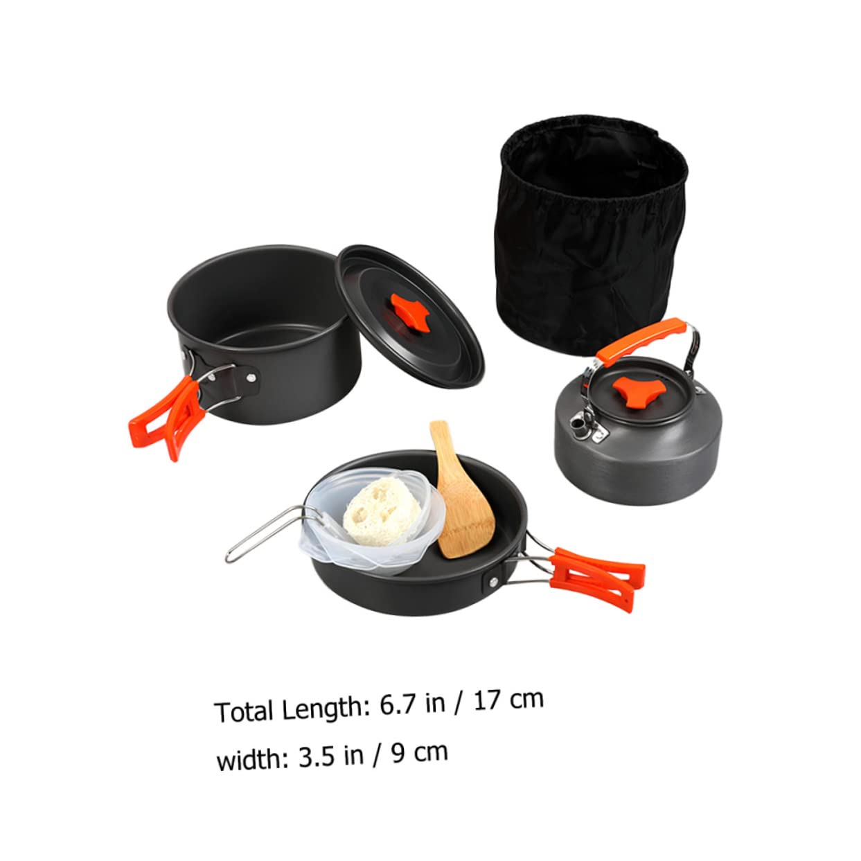 GANAZONO 1set Portable Camping Cookware Outdoor Cooking Gear Non-Stick Cooking Utensils for Hiking Backpacking and Picnics Compact Storage Bag Included for Persons