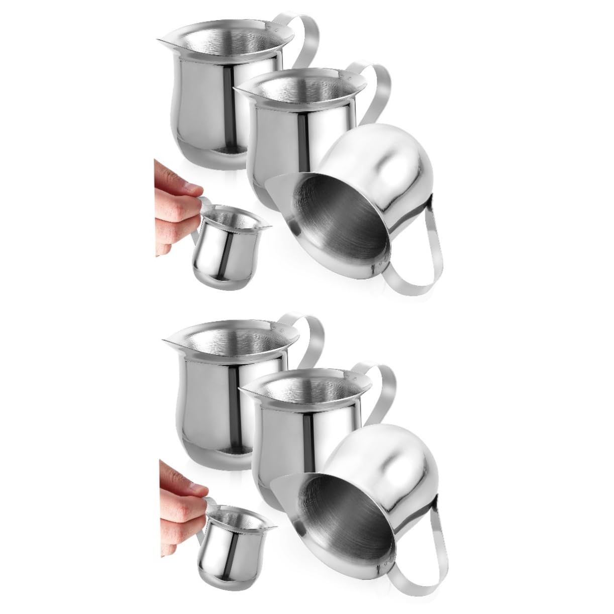 DOITOOL 6piezas Jarras De Acero Inoxidable Para Espumar Leche Para Cappuccino y Latte Diseño Ergonómico y Punta Precisa Para Vertido Controlado